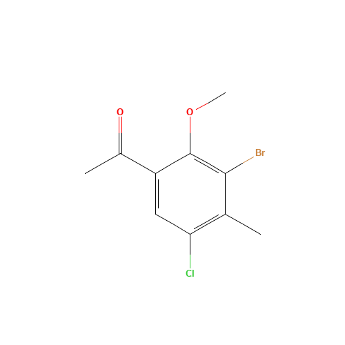 1-(3-bromo-5-chloro-2-methoxy-4-methylphenyl)ethanone (CAS: 1382994-99-1) - Chemical Structure and Molecular Formula 