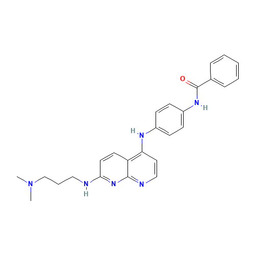 N-[4-[[7-[3-(dimethylamino)propylamino]-1,8-naphthyridin-4-yl]amino]phenyl]benzamide (CAS: 1203509-95-8) - Chemical Structure and Molecular Formula 