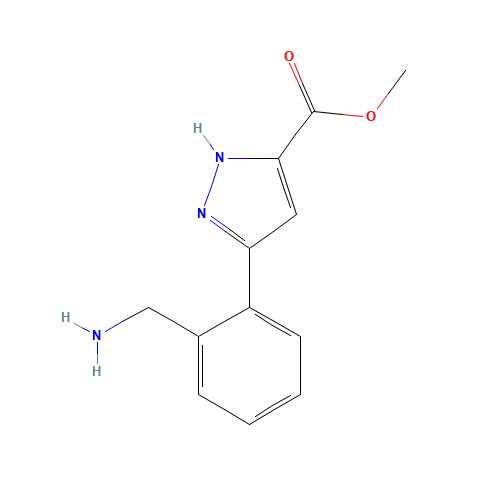 methyl 3-[2-(aminomethyl)phenyl]-1H-pyrazole-5-carboxylate (CAS: 1204650-31-6) - Chemical Structure and Molecular Formula 