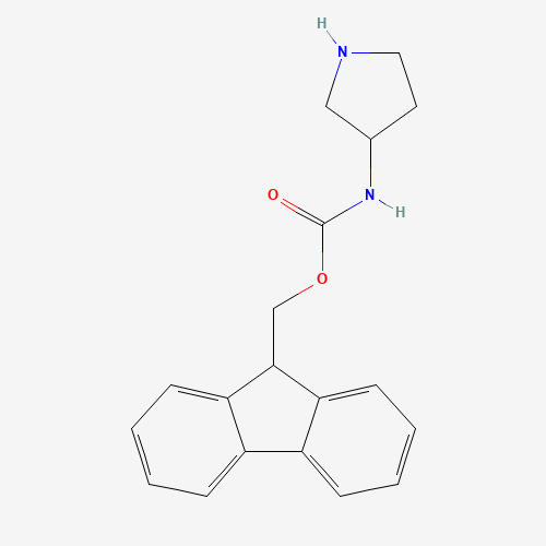9H-fluoren-9-ylmethyl N-pyrrolidin-3-ylcarbamate (CAS: 690954-40-6) - Chemical Structure and Molecular Formula 