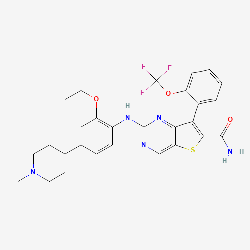 2-[4-(1-methylpiperidin-4-yl)-2-propan-2-yloxyanilino]-7-[2-(trifluoromethoxy)phenyl]thieno[3,2-d]pyrimidine-6-carboxamide (CAS: 1462947-78-9) - Related Chemical Product