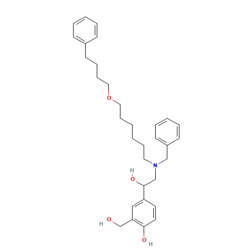 4-[2-[benzyl-[6-(4-phenylbutoxy)hexyl]amino]-1-hydroxyethyl]-2-(hydroxymethyl)phenol (CAS: 934842-69-0) - Chemical Structure and Molecular Formula 