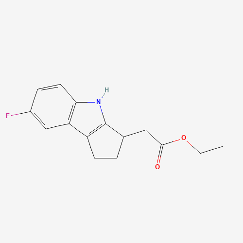 ethyl 2-(7-fluoro-1,2,3,4-tetrahydrocyclopenta[b]indol-3-yl)acetate (CAS: 393509-21-2) - Chemical Structure and Molecular Formula 
