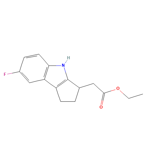 ethyl 2-(7-fluoro-1,2,3,4-tetrahydrocyclopenta[b]indol-3-yl)acetate (CAS: 393509-21-2) - Chemical Structure and Molecular Formula 