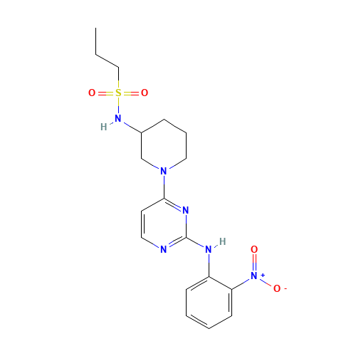 N-[1-[2-(2-nitroanilino)pyrimidin-4-yl]piperidin-3-yl]propane-1-sulfonamide (CAS: 1538605-62-7) - Chemical Structure and Molecular Formula 