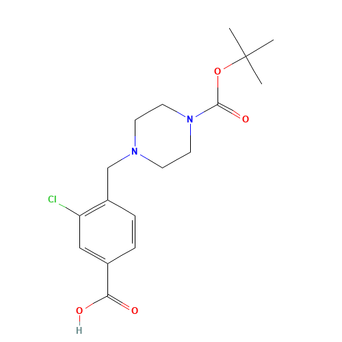 3-chloro-4-[[4-[(2-methylpropan-2-yl)oxycarbonyl]piperazin-1-yl]methyl]benzoic acid (CAS: 1446819-30-2) - Related Chemical Product