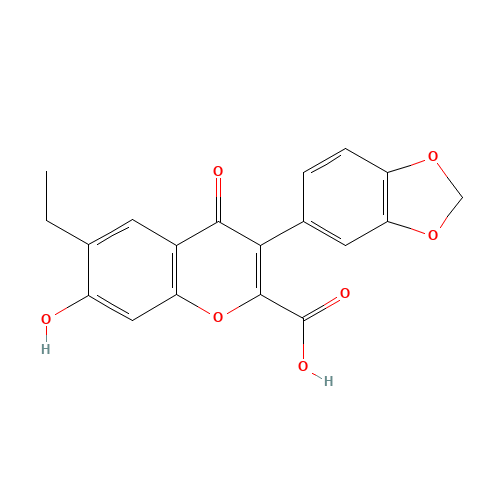 3-(1,3-benzodioxol-5-yl)-6-ethyl-7-hydroxy-4-oxochromene-2-carboxylic acid (CAS: 162665-04-5) - Related Chemical Product