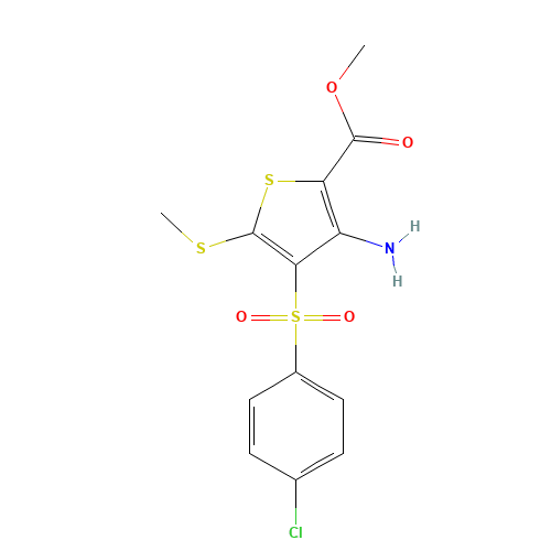 methyl 3-amino-4-(4-chlorophenyl)sulfonyl-5-methylsulfanylthiophene-2-carboxylate (CAS: 845266-18-4) - Related Chemical Product