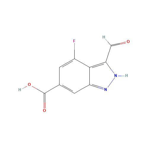 4-fluoro-3-formyl-2H-indazole-6-carboxylic acid (CAS: 885521-73-3) - Chemical Structure and Molecular Formula 