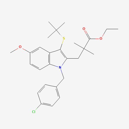 ethyl 3-[3-tert-butylsulfanyl-1-[(4-chlorophenyl)methyl]-5-methoxyindol-2-yl]-2,2-dimethylpropanoate (CAS: 154325-76-5) - Related Chemical Product