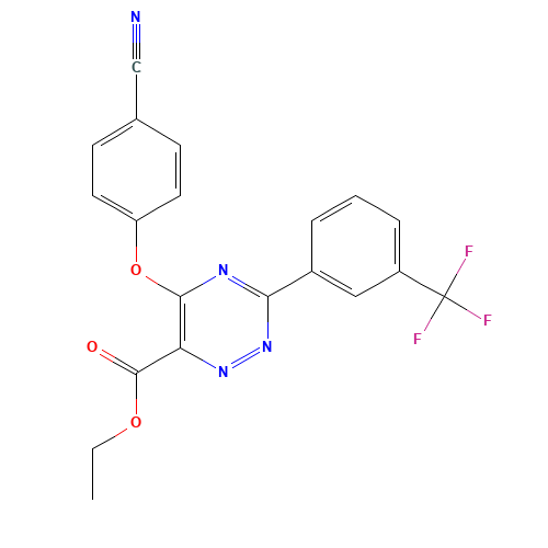 ethyl 5-(4-cyanophenoxy)-3-[3-(trifluoromethyl)phenyl]-1,2,4-triazine-6-carboxylate (CAS: 921619-39-8) - Related Chemical Product