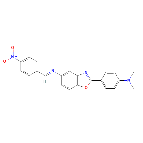 N,N-dimethyl-4-[5-[(4-nitrophenyl)methylideneamino]-1,3-benzoxazol-2-yl]aniline (CAS: 331445-35-3) - Related Chemical Product