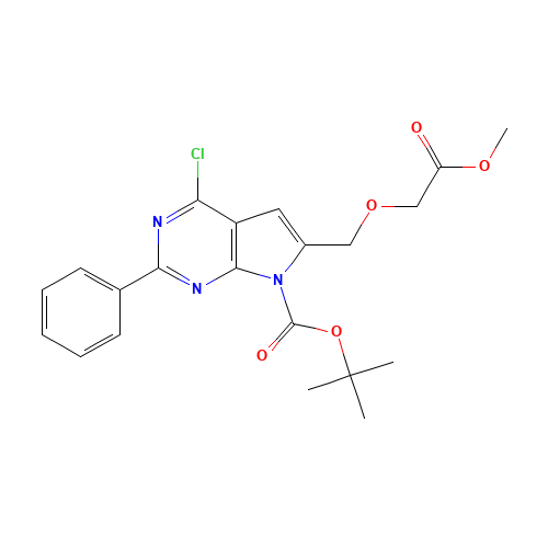 tert-butyl 4-chloro-6-[(2-methoxy-2-oxoethoxy)methyl]-2-phenylpyrrolo[2,3-d]pyrimidine-7-carboxylate (CAS: 343633-11-4) - Related Chemical Product