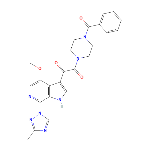 1-(4-benzoylpiperazin-1-yl)-2-[4-methoxy-7-(3-methyl-1,2,4-triazol-1-yl)-1H-pyrrolo[2,3-c]pyridin-3-yl]ethane-1,2-dione (CAS: 701213-36-7) - Related Chemical Product