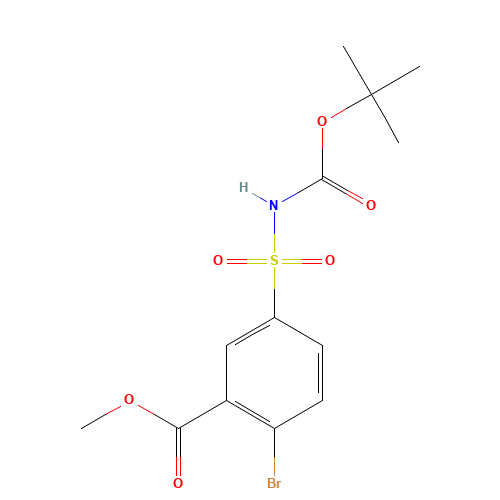 methyl 2-bromo-5-[(2-methylpropan-2-yl)oxycarbonylsulfamoyl]benzoate (CAS: 1272756-19-0) - Chemical Structure and Molecular Formula 