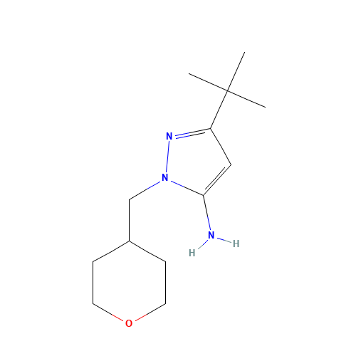 5-tert-butyl-2-(oxan-4-ylmethyl)pyrazol-3-amine (CAS: 1217420-55-7) - Chemical Structure and Molecular Formula 