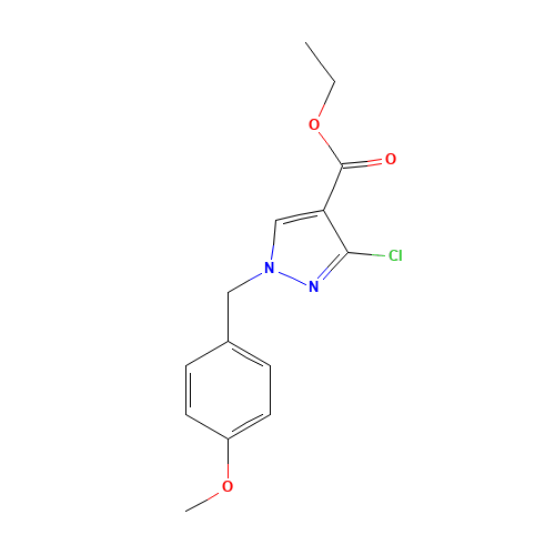 ethyl 3-chloro-1-[(4-methoxyphenyl)methyl]pyrazole-4-carboxylate (CAS: 1235313-99-1) - Chemical Structure and Molecular Formula 