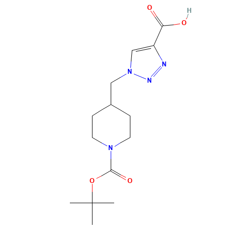 1-[[1-[(2-methylpropan-2-yl)oxycarbonyl]piperidin-4-yl]methyl]triazole-4-carboxylic acid (CAS: 887405-59-6) - Chemical Structure and Molecular Formula 