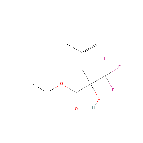 ethyl 2-hydroxy-4-methyl-2-(trifluoromethyl)pent-4-enoate (CAS: 217195-91-0) - Chemical Structure and Molecular Formula 