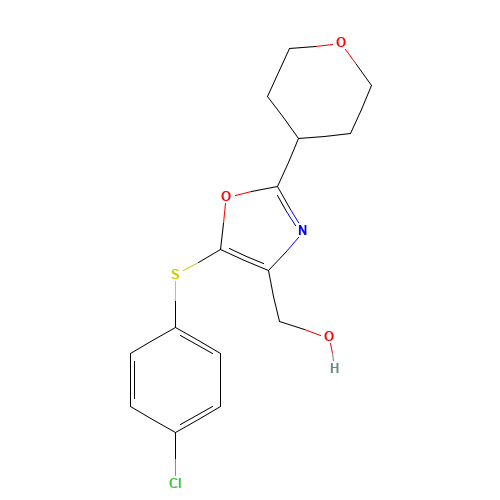 [5-(4-chlorophenyl)sulfanyl-2-(oxan-4-yl)-1,3-oxazol-4-yl]methanol (CAS: 1344088-60-3) - Related Chemical Product