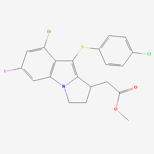 methyl 2-[5-bromo-4-(4-chlorophenyl)sulfanyl-7-iodo-2,3-dihydro-1H-pyrrolo[1,2-a]indol-3-yl]acetate (CAS: 476618-79-8) - Related Chemical Product