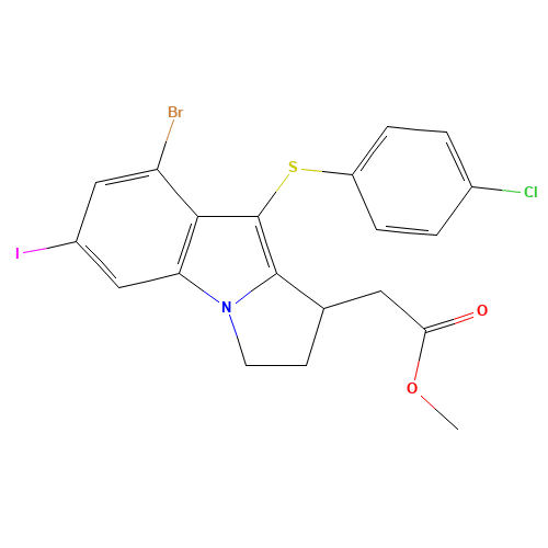 methyl 2-[5-bromo-4-(4-chlorophenyl)sulfanyl-7-iodo-2,3-dihydro-1H-pyrrolo[1,2-a]indol-3-yl]acetate (CAS: 476618-79-8) - Related Chemical Product