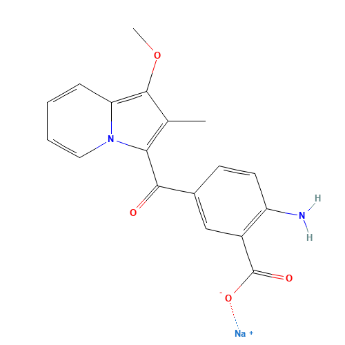 sodium;2-amino-5-(1-methoxy-2-methylindolizine-3-carbonyl)benzoate (CAS: 848318-25-2) - Related Chemical Product