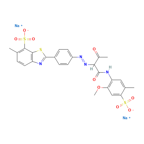 disodium;2-[4-[[1-(2-methoxy-5-methyl-4-sulfonatoanilino)-1,3-dioxobutan-2-yl]diazenyl]phenyl]-6-methyl-1,3-benzothiazole-7-sulfonate (CAS: 72705-26-1) - Related Chemical Product