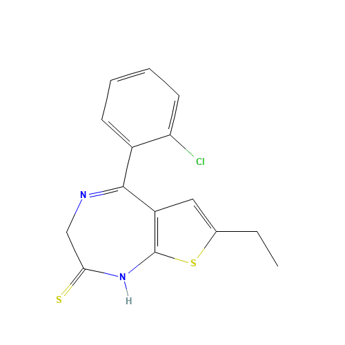5-(2-chlorophenyl)-7-ethyl-3,4-dihydrothieno[2,3-e][1,4]diazepine-2-thione (CAS: 40054-40-8) - Related Chemical Product