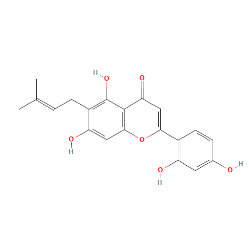 2-(2,4-dihydroxyphenyl)-5,7-dihydroxy-6-(3-methylbut-2-enyl)chromen-4-one (CAS: 3162-09-2) - Related Chemical Product