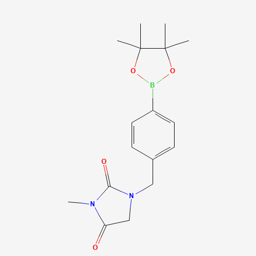 3-methyl-1-[[4-(4,4,5,5-tetramethyl-1,3,2-dioxaborolan-2-yl)phenyl]methyl]imidazolidine-2,4-dione (CAS: 1295301-38-0) - Related Chemical Product