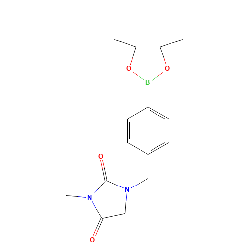 3-methyl-1-[[4-(4,4,5,5-tetramethyl-1,3,2-dioxaborolan-2-yl)phenyl]methyl]imidazolidine-2,4-dione (CAS: 1295301-38-0) - Related Chemical Product