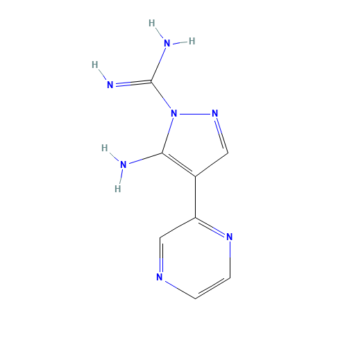 5-amino-4-pyrazin-2-ylpyrazole-1-carboximidamide (CAS: 61959-40-8) - Related Chemical Product