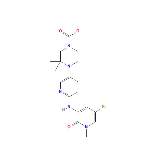 tert-butyl 4-[6-[(5-bromo-1-methyl-2-oxopyridin-3-yl)amino]pyridin-3-yl]-3,3-dimethylpiperazine-1-carboxylate (CAS: 1433990-40-9) - Related Chemical Product