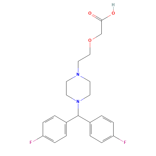 2-[2-[4-[bis(4-fluorophenyl)methyl]piperazin-1-yl]ethoxy]acetic acid (CAS: 150756-35-7) - Chemical Structure and Molecular Formula 