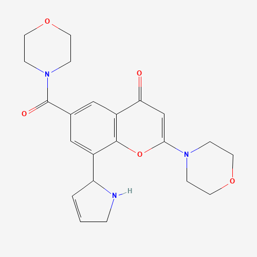 8-(2,5-dihydro-1H-pyrrol-2-yl)-6-(morpholine-4-carbonyl)-2-morpholin-4-ylchromen-4-one (CAS: 1403458-69-4) - Chemical Structure and Molecular Formula 