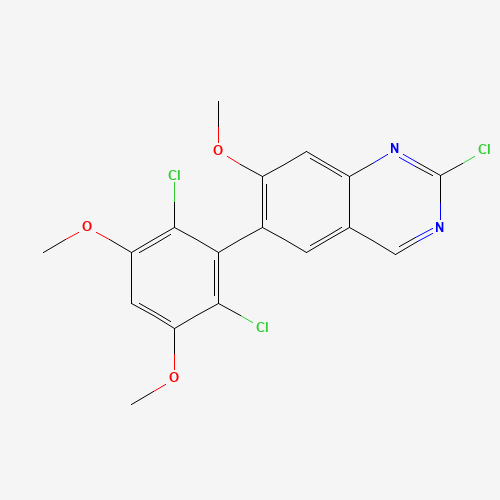 2-chloro-6-(2,6-dichloro-3,5-dimethoxyphenyl)-7-methoxyquinazoline (CAS: 1538605-43-4) - Chemical Structure and Molecular Formula 