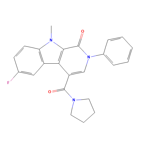 6-fluoro-9-methyl-2-phenyl-4-(pyrrolidine-1-carbonyl)pyrido[3,4-b]indol-1-one (CAS: 205881-86-3) - Related Chemical Product