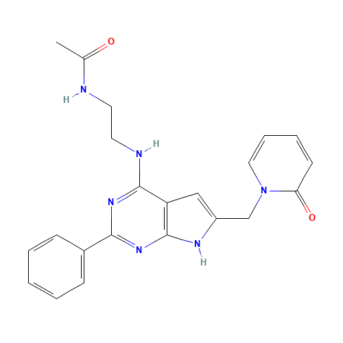 N-[2-[[6-[(2-oxopyridin-1-yl)methyl]-2-phenyl-7H-pyrrolo[2,3-d]pyrimidin-4-yl]amino]ethyl]acetamide (CAS: 343632-00-8) - Related Chemical Product