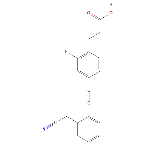 3-[4-[2-[2-(cyanomethyl)phenyl]ethynyl]-2-fluorophenyl]propanoic acid (CAS: 1402601-82-4) - Related Chemical Product