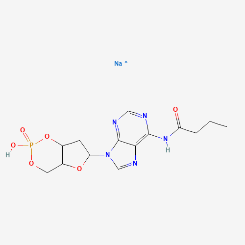 N-[9-(2-hydroxy-2-oxo-4a,6,7,7a-tetrahydro-4H-furo[3,2-d][1,3,2]dioxaphosphinin-6-yl)purin-6-yl]butanamide;sodium (CAS: 108347-96-2) - Chemical Structure and Molecular Formula 