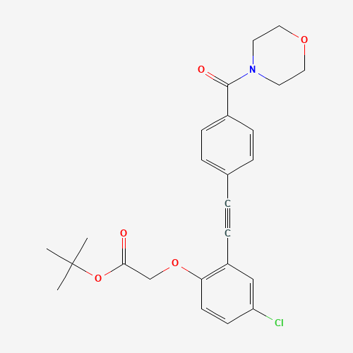tert-butyl 2-[4-chloro-2-[2-[4-(morpholine-4-carbonyl)phenyl]ethynyl]phenoxy]acetate (CAS: 1240288-25-8) - Chemical Structure and Molecular Formula 