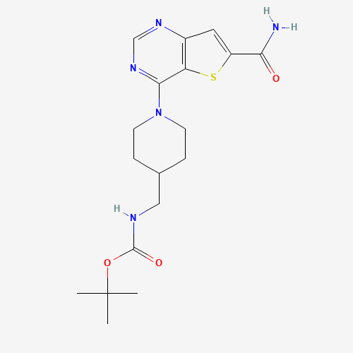 tert-butyl N-[[1-(6-carbamoylthieno[3,2-d]pyrimidin-4-yl)piperidin-4-yl]methyl]carbamate (CAS: 1431411-96-9) - Related Chemical Product