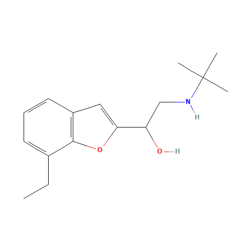 2-(tert-butylamino)-1-(7-ethyl-1-benzofuran-2-yl)ethanol (CAS: 54340-62-4) - Chemical Structure and Molecular Formula 