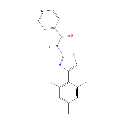 N-[4-(2,4,6-trimethylphenyl)-1,3-thiazol-2-yl]pyridine-4-carboxamide (CAS: 849513-58-2) - Chemical Structure and Molecular Formula 