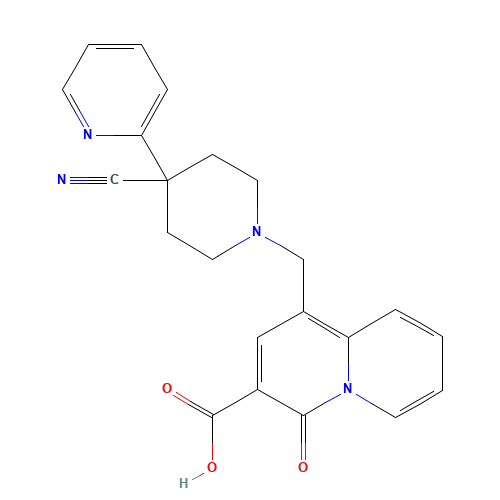1-[(4-cyano-4-pyridin-2-ylpiperidin-1-yl)methyl]-4-oxoquinolizine-3-carboxylic acid (CAS: 1144504-35-7) - Related Chemical Product