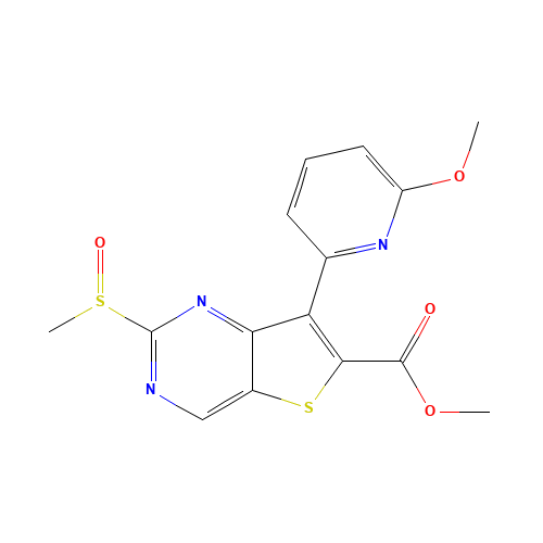 methyl 7-(6-methoxypyridin-2-yl)-2-methylsulfinylthieno[3,2-d]pyrimidine-6-carboxylate (CAS: 1462949-96-7) - Chemical Structure and Molecular Formula 