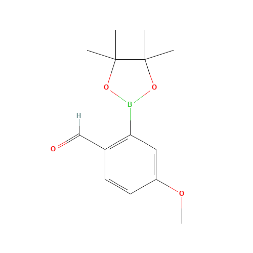 4-methoxy-2-(4,4,5,5-tetramethyl-1,3,2-dioxaborolan-2-yl)benzaldehyde (CAS: 1196474-59-5) - Chemical Structure and Molecular Formula 