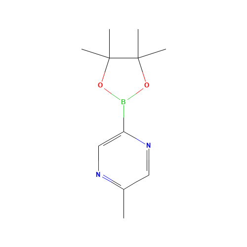 2-methyl-5-(4,4,5,5-tetramethyl-1,3,2-dioxaborolan-2-yl)pyrazine (CAS: 1101205-24-6) - Chemical Structure and Molecular Formula 