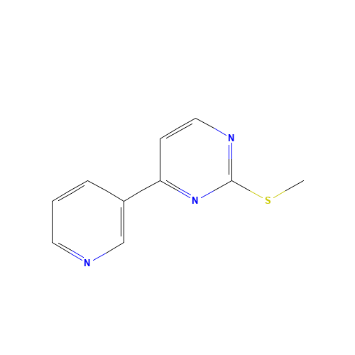 2-methylsulfanyl-4-pyridin-3-ylpyrimidine (CAS: 637354-24-6) - Chemical Structure and Molecular Formula 